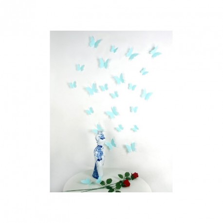 Pack of 12x 3D butterflies wall decals turquoises