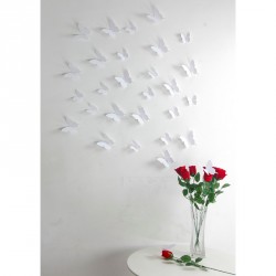 Kit de 12 Stickers papillons 3D blancs