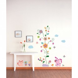 Sticker Fleurs et chiots