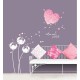 Pink heart flowers wall decals