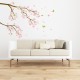 Tree branch pink flowers and hummingbirds wall decal