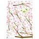 Tree branch pink flowers and hummingbirds wall decal