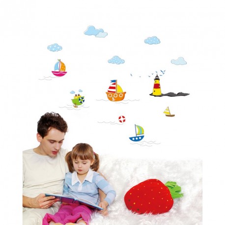 Baby sticker sea and boat