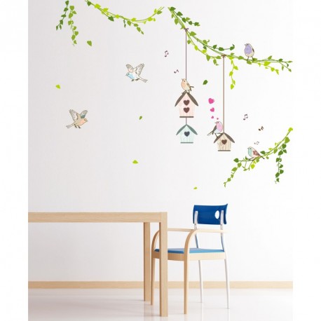 Birds cages in the forest wall decals Wall decal