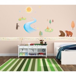 Bears and tipis with glow in the dark parts wall decal