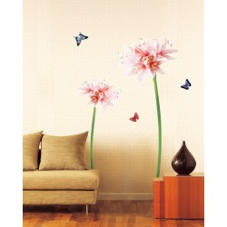 Pink and white lily Flowers wall decals