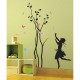 Stickers arbre petite fille et papillons