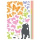 Cat and butterflies decal