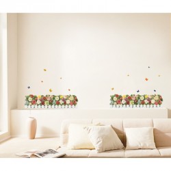 Stickers haie fleurie et papillons