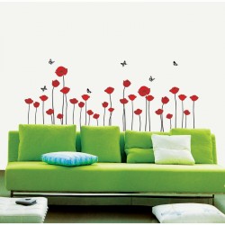 Red Poppies Flowers Wall Decal