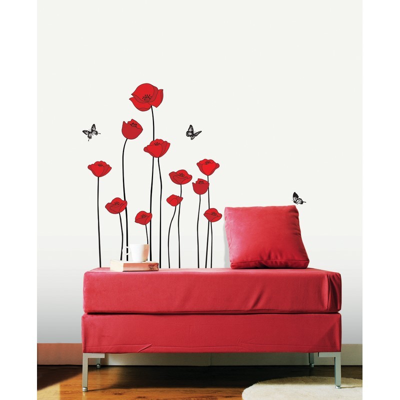 Stickers Fleurs coquelicots rouges pas cher - Stickers Nature