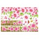 Sticker haie, fleurs rose et papillons