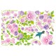 Sticker oiseaux et fleurs violettes