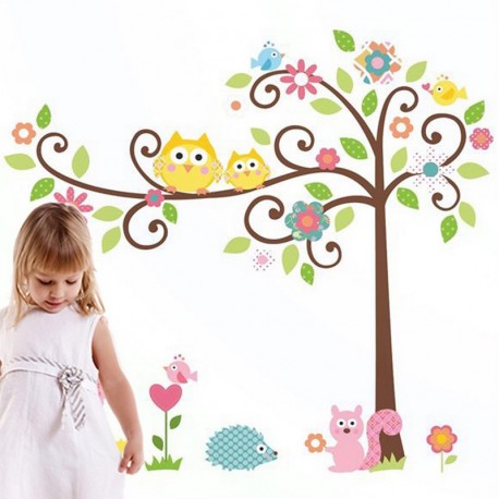 Tree and owl on a tree wall decal