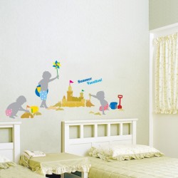 Sticker Enfant et chateau de sable