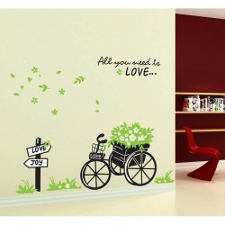 Wall decal Love and Bike