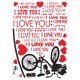 Stickers Love You avec chats et velo