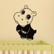 Cute hippo wall decal