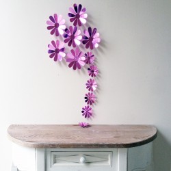 Pack de 12 fleurs 3D chics adhésives mirroir violet