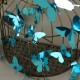 Pack of 12 stickers  butterflies - 3D effect - Mirror blue