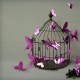 Pack of 12 stickers  butterflies - 3D effect - Mirror purple