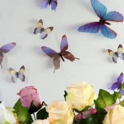 Kit de 12 Stickers papillons 3D - Miroir violet