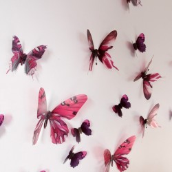 Pack of 18 Adhesive Butterflies - 3D effect - Chic translucid pink