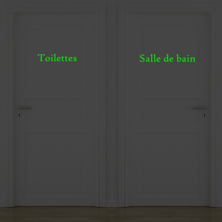 Pack of 2 doors Wall decals - "Salle de bain" and "Toilettes" - Glow in the dark