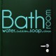 Sticker texte pour porte de salle de bain: Bathroom, water, bubbles, soap, clean - Bleu ciel