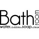 Sticker texte pour porte de salle de bain: Bathroom, water, bubbles, soap, clean - Bleu ciel