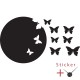 Sticker horloge papillons