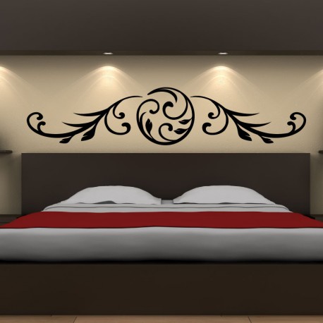 Floral Horizontal Headboard Wall Decal Design