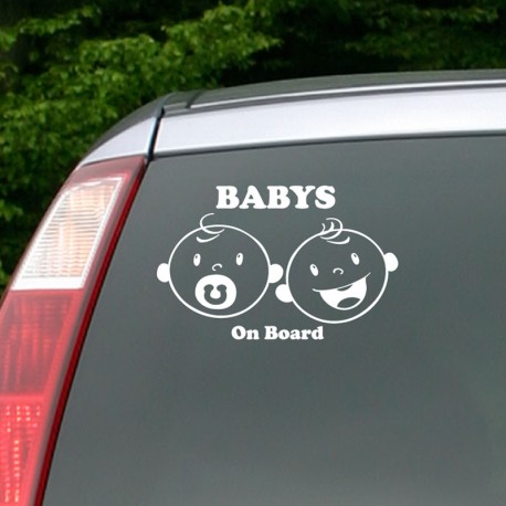 Sticker Babys on board Bébé smileys - white