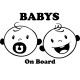 Sticker Babys on board Bébé smileys - white