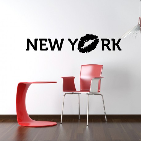 Wall decal New York with kiss