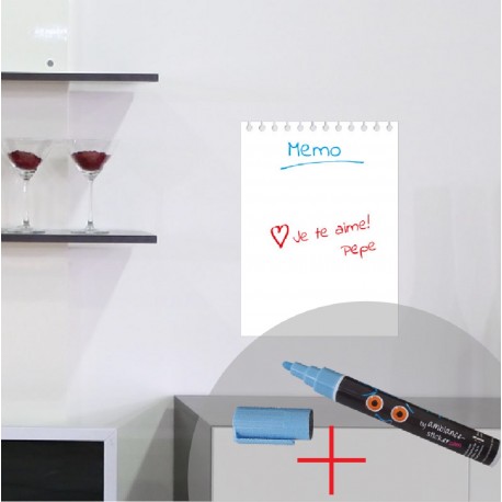 Sticker Tableau blanc Blocnote + 1 craie liquide bleu