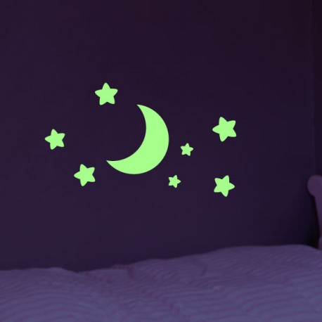 Stickers Phosphorescent Lune et Étoiles