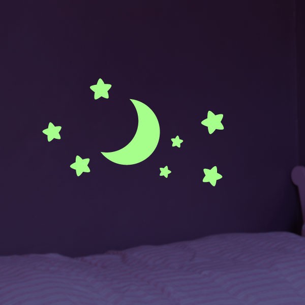 Sticker phosphorescent lune, soleil et les étoiles – CHAMBRE ENFANTS  Phosphorescents - Ambiance-sticker