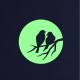 Sticker Phosphorescent lune avec des oiseaux
