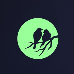 Sticker Phosphorescent lune avec des oiseaux