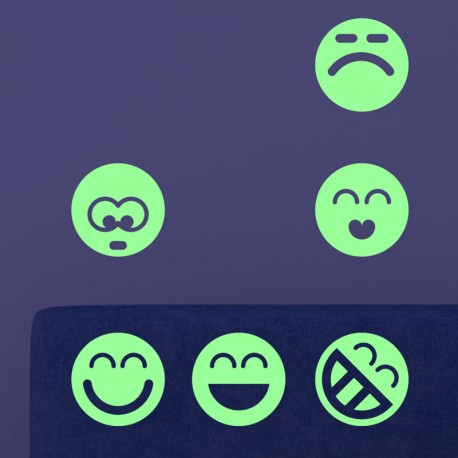 Sticker phosphorescent smileys groupe