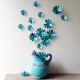 Sticker Fleurs 3D chics adhésives MIROIR BLEU