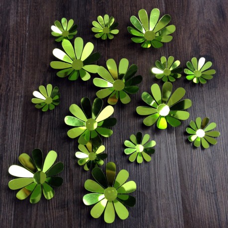 Sticker fleurs 3D chics adhésives MIROIR VERT pas cher - Accueil discount - stickers  muraux - madeco-stickers