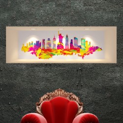 Sticker effet 3D New-York Design multicolore