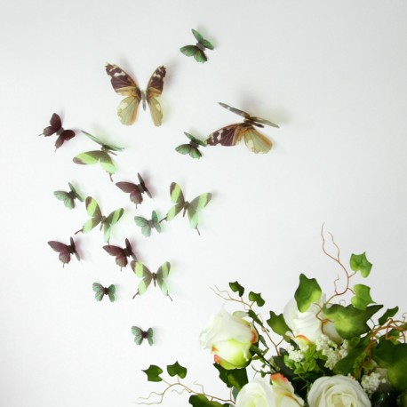 Sticker papillons 3D verts 