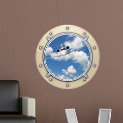 Sticker trompe l'oeil hublot d'avion