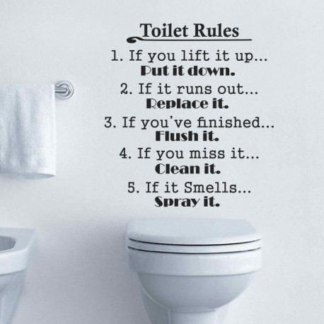 Sticker Toilet Rules pas cher - Stickers Design discount
