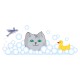 Sticker Chat dans le bain