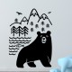 Sticker ours, forêt, rivière et montagnes