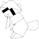 Sticker Raton laveur en forme géométrique